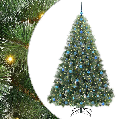 Konstgjord julgran med 300 LED-lampor Grön 210 cm PE och PVC