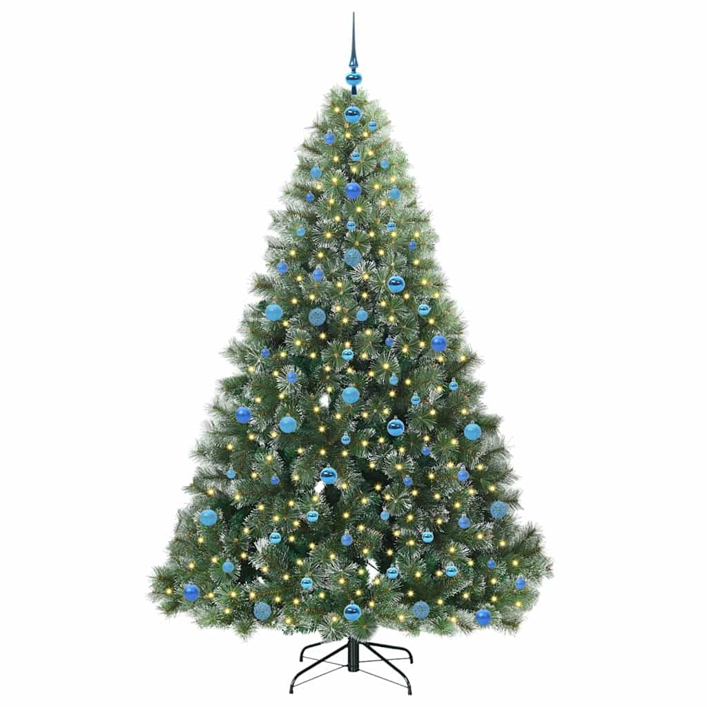 Konstgjord julgran med 300 LED-lampor Grön 210 cm PE och PVC