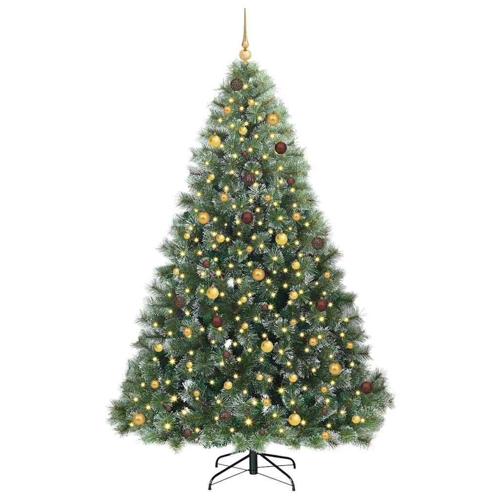 Konstgjord julgran med 300 LED-lampor Grön 240 cm PE och PVC