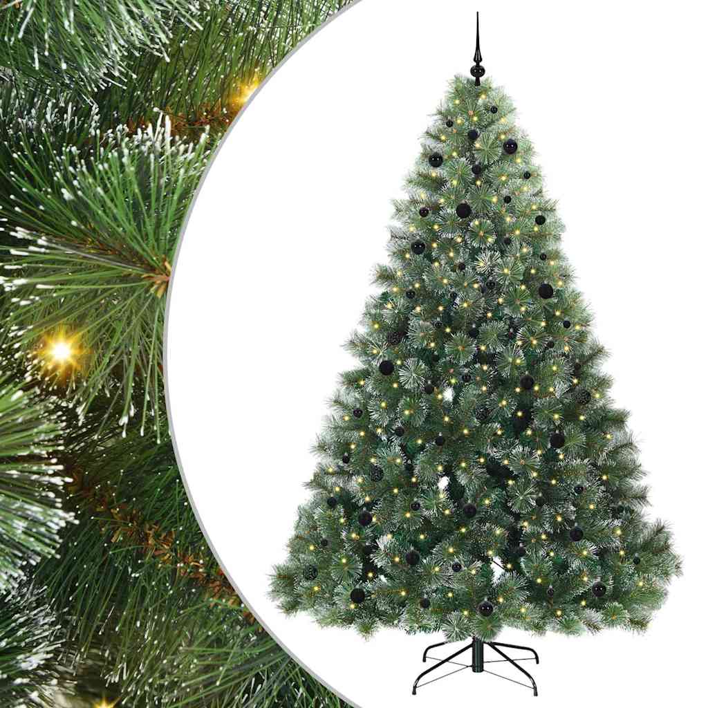 Konstgjord julgran med 300 LED-lampor Grön 240 cm PE och PVC