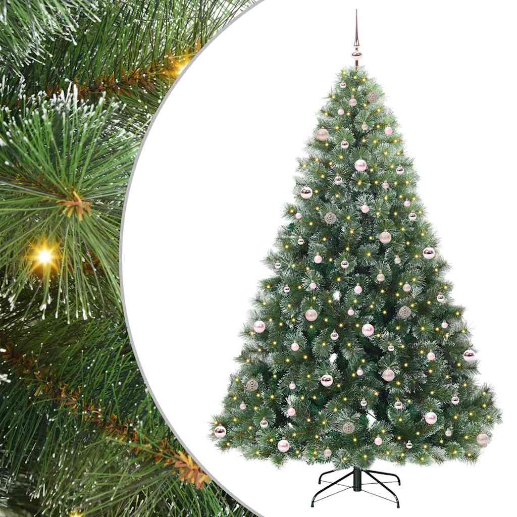 Konstgjord julgran med 300 LED-lampor Grön 240 cm PE och PVC