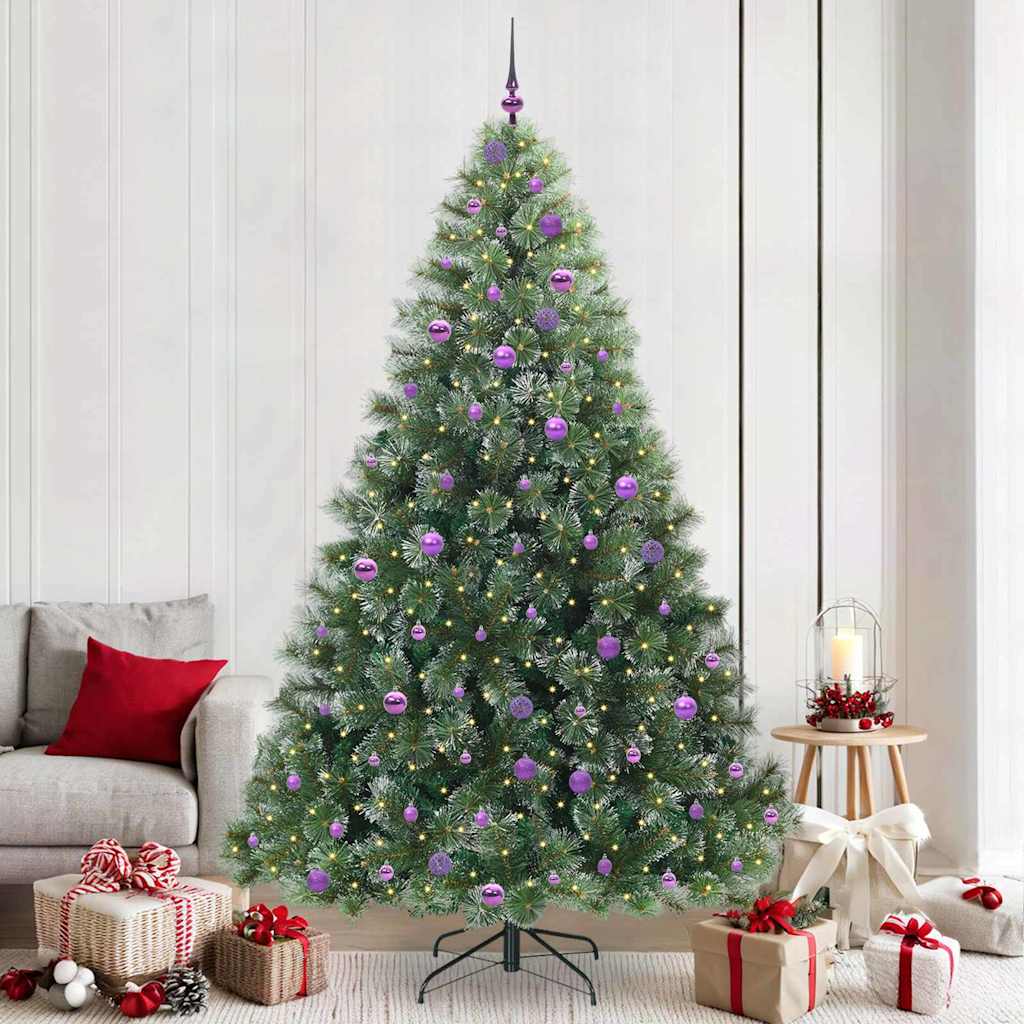 Konstgjord julgran med 300 LED-lampor Grön 240 cm PE och PVC