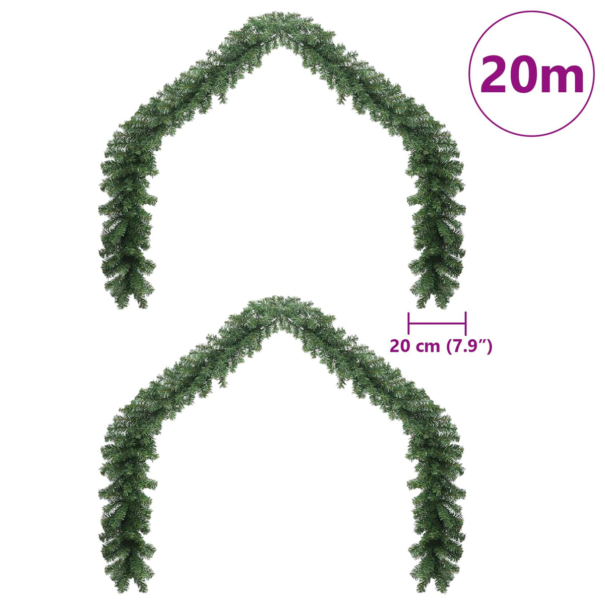 Julgirlander 2 st Grön 20 m PVC