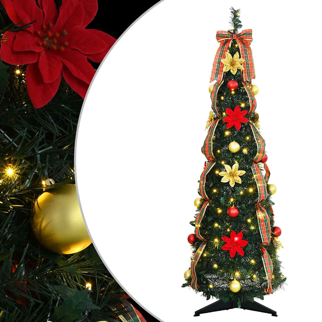 Konstgjord julgran med 50 LED-lampor med stativ Grön 125 cm PVC