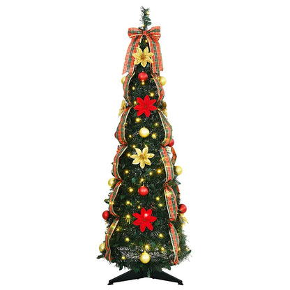 Konstgjord julgran med 50 LED-lampor med stativ Grön 125 cm PVC