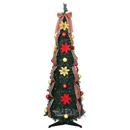 Konstgjord julgran med 50 LED-lampor med stativ Grön 125 cm PVC