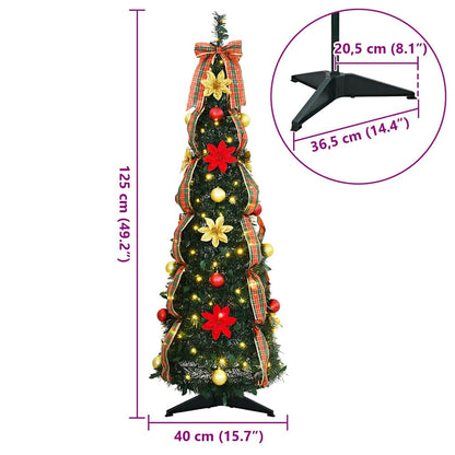 Konstgjord julgran med 50 LED-lampor med stativ Grön 125 cm PVC