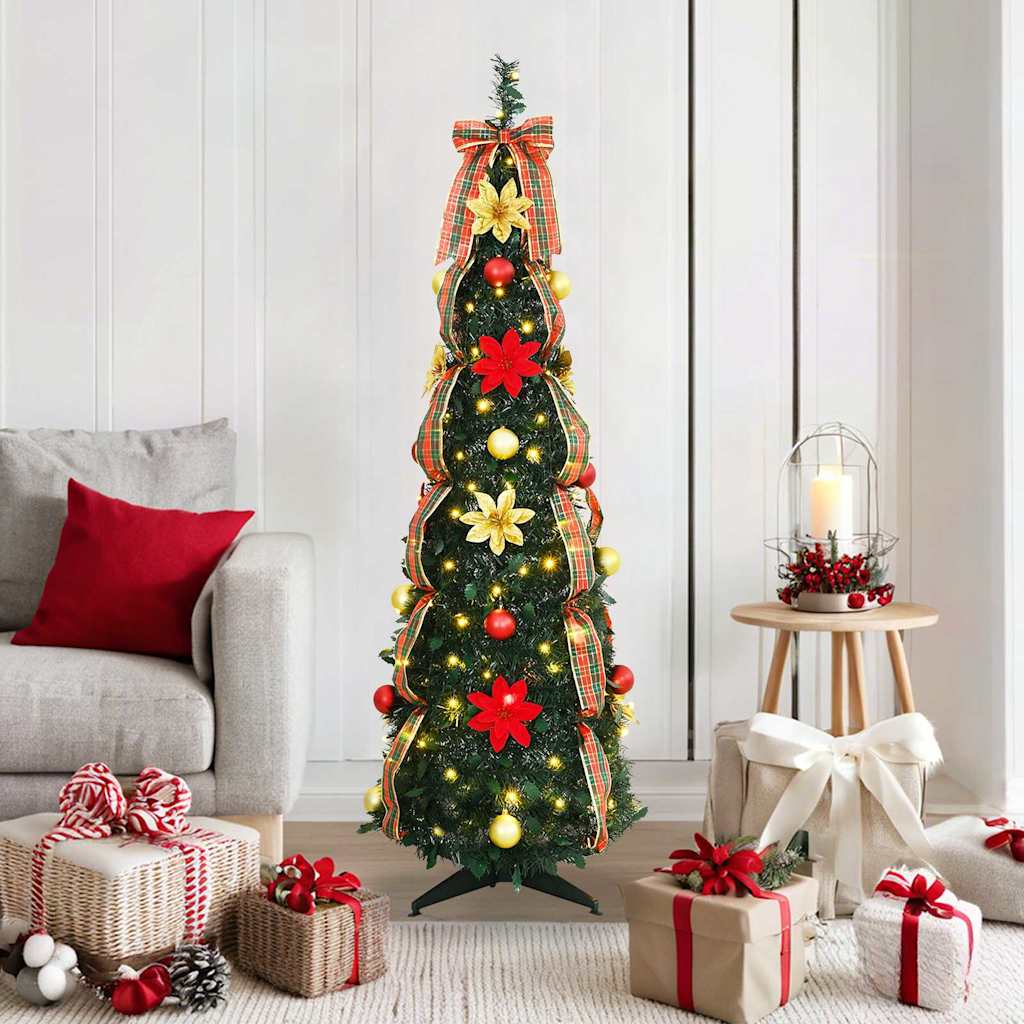 Konstgjord julgran med 100 LED-lampor Grön 155 cm PVC