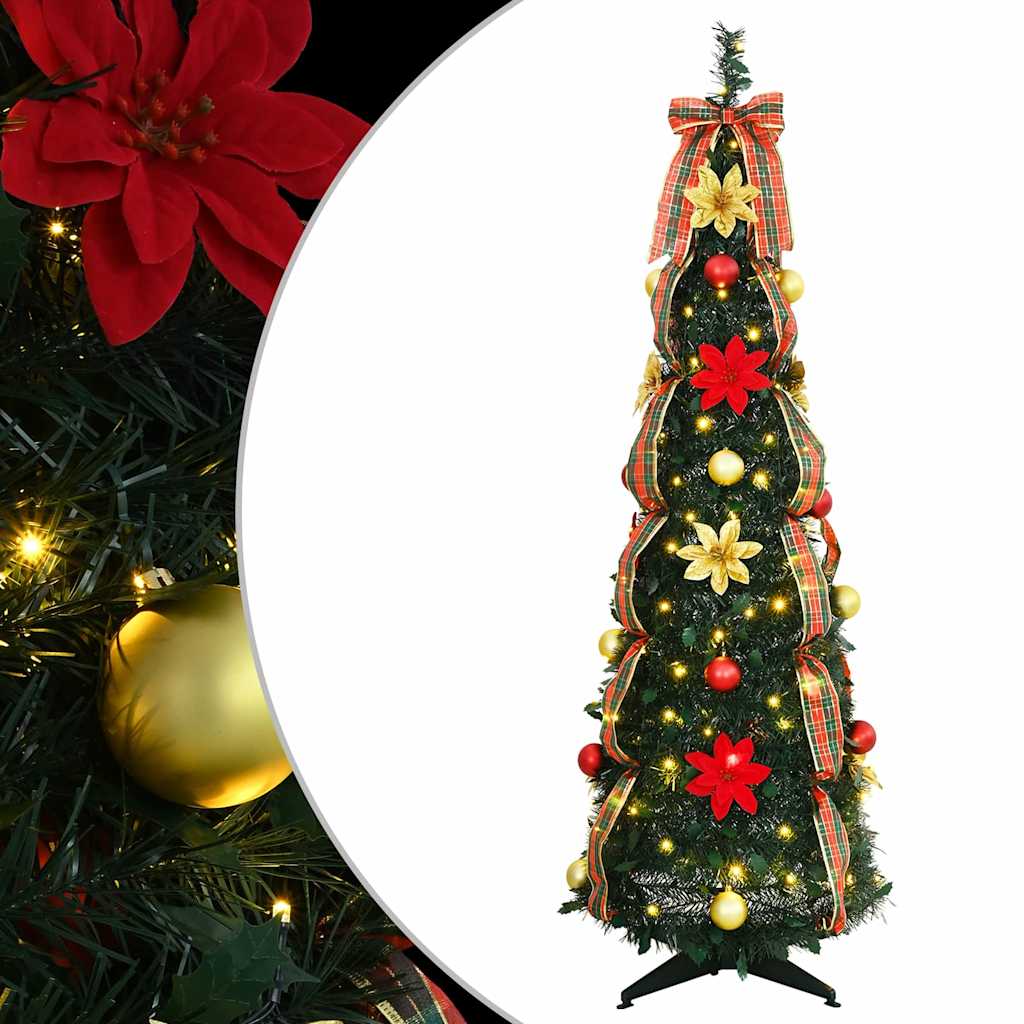 Konstgjord julgran med 100 LED-lampor Grön 155 cm PVC