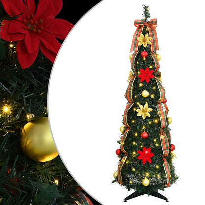 Konstgjord julgran med 100 LED-lampor Grön 155 cm PVC