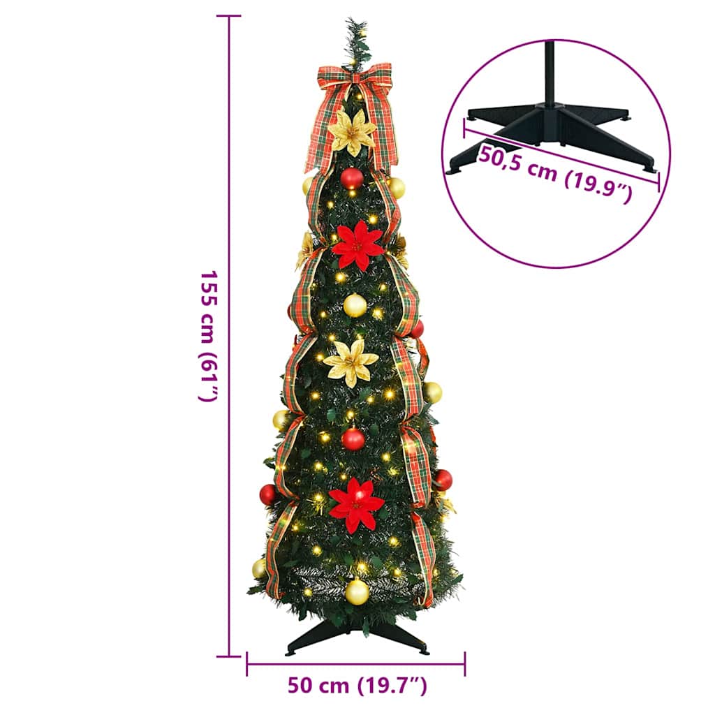 Konstgjord julgran med 100 LED-lampor Grön 155 cm PVC