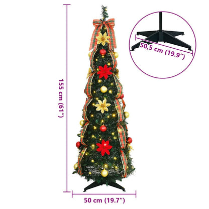 Konstgjord julgran med 100 LED-lampor Grön 155 cm PVC