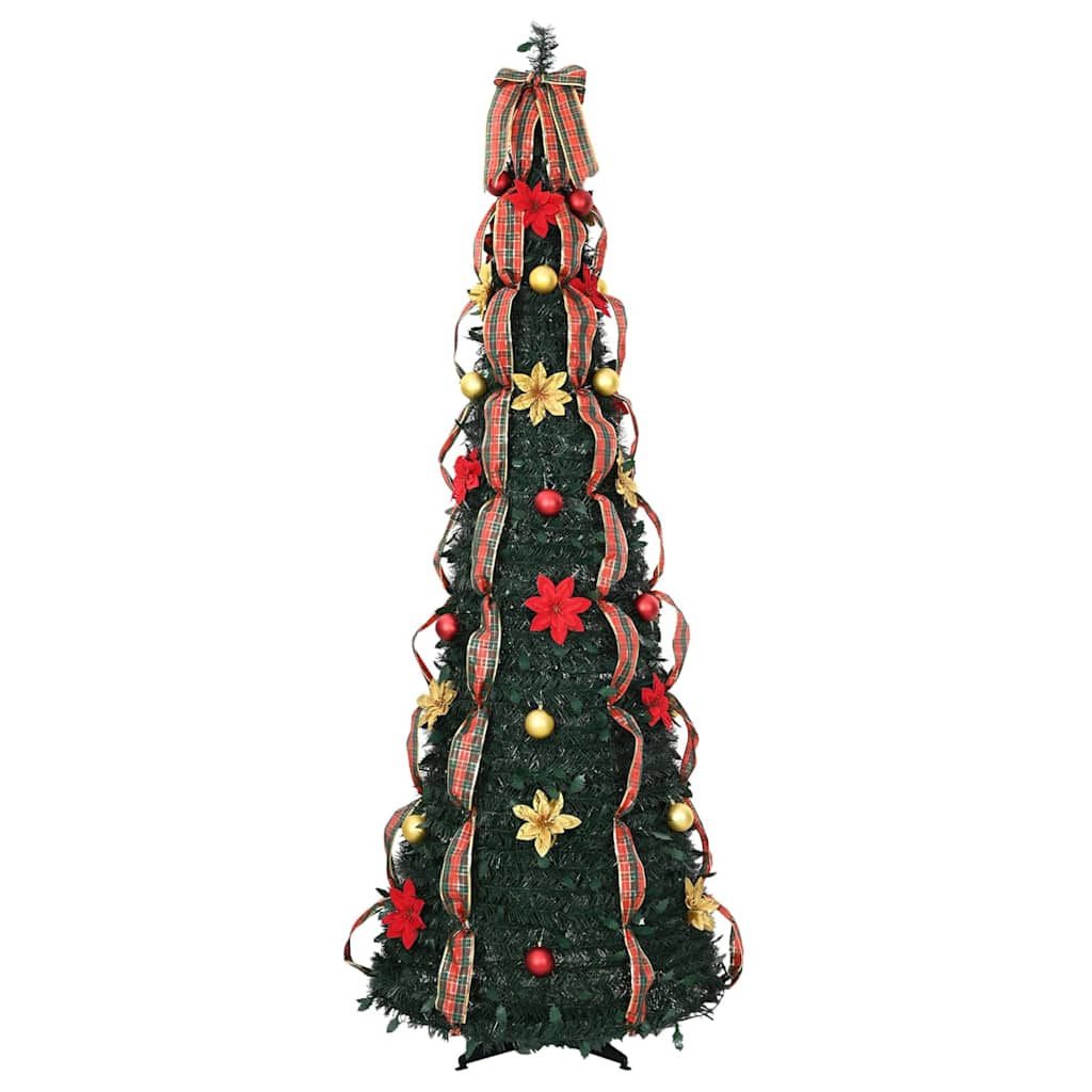Konstgjord julgran med 150 LED-lampor Grön 185 cm PVC