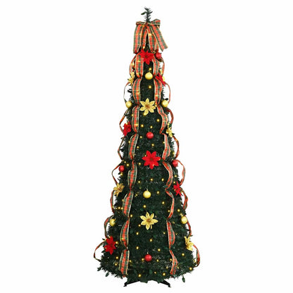 Konstgjord julgran med 200 LED-lampor Grön 215 cm PVC