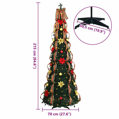 Konstgjord julgran med 200 LED-lampor Grön 215 cm PVC