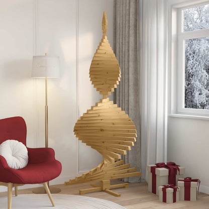 Julträd med stativ Brun 210 cm Massiv furu