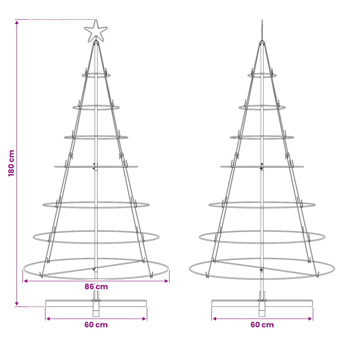 Julcone-träd med stativ Svart 180,5 cm Stål