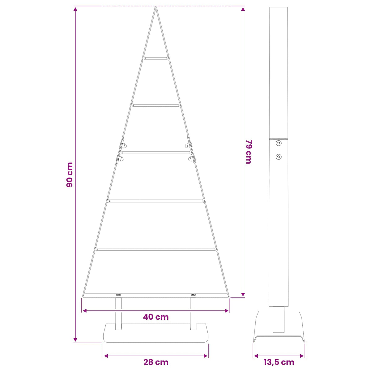 Metall julgran Svart 90 cm Stål