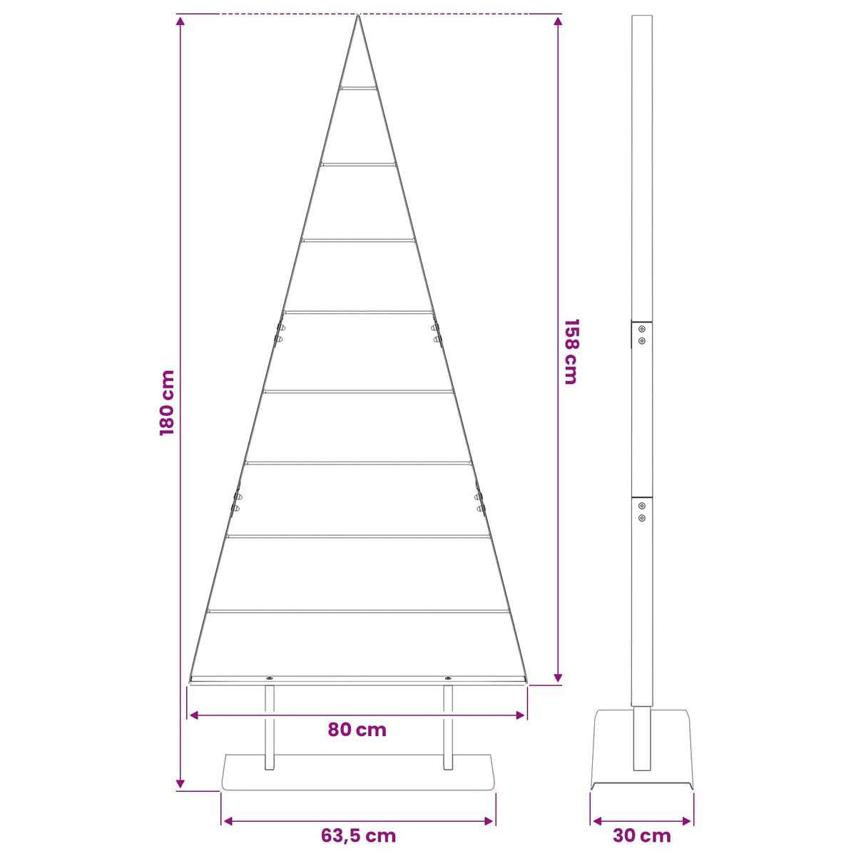 Metall julgran Svart 180 cm Stål