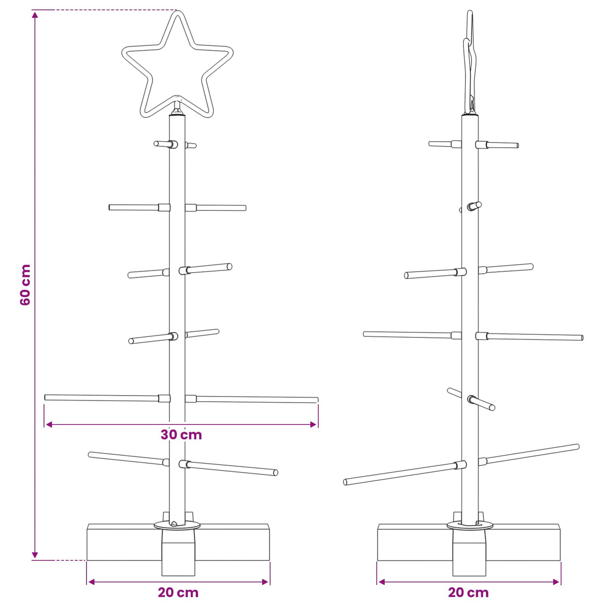 Metall julgran Svart 59,5 cm Pulverlackerad stål