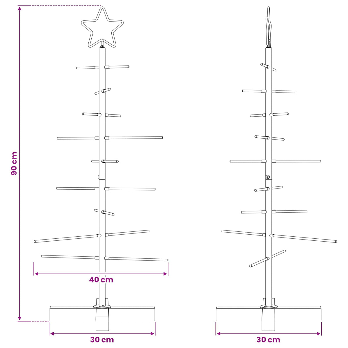 Metall julgran Svart 89 cm Pulverlackerad stål
