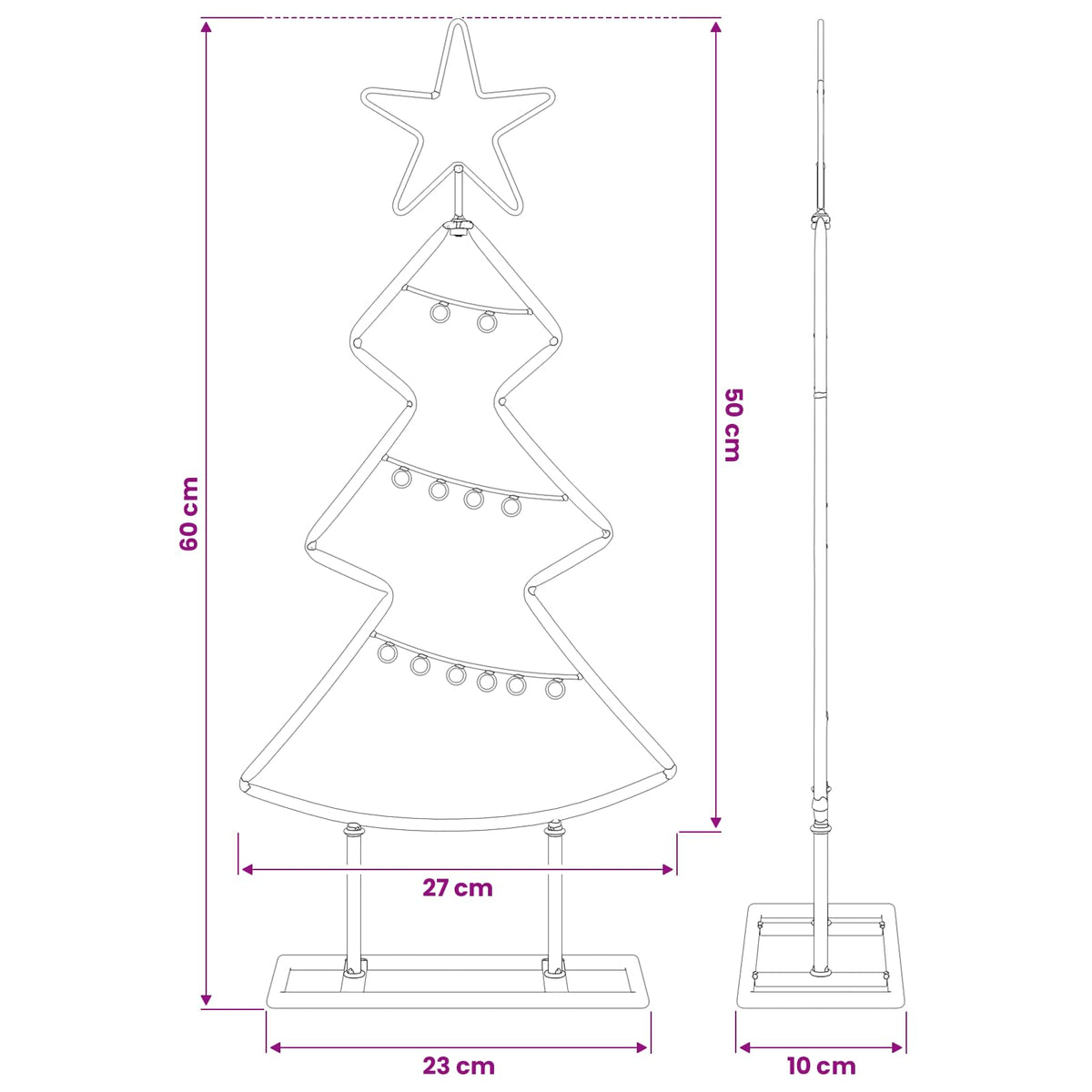Metall julgran Svart 60 cm Stål
