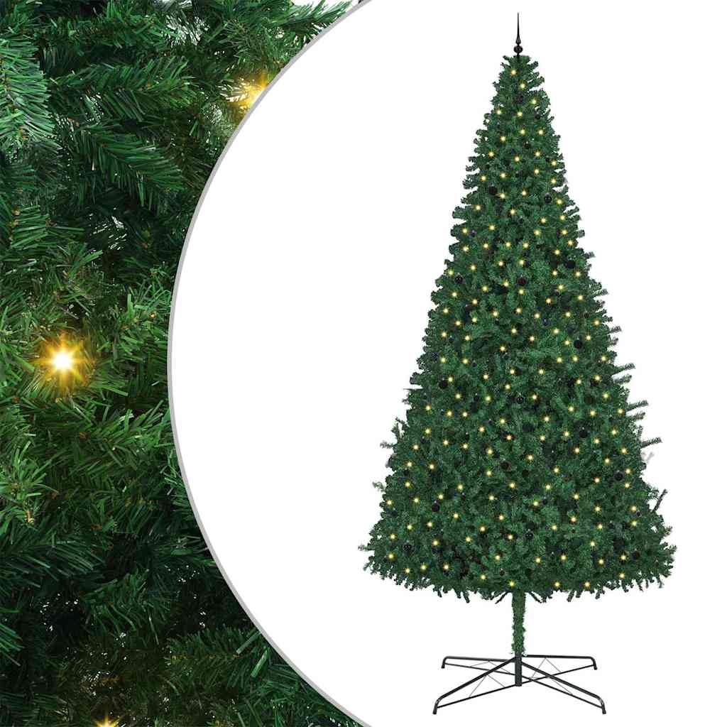 Julgran med dekorativa strängljus Grön 400 cm PVC