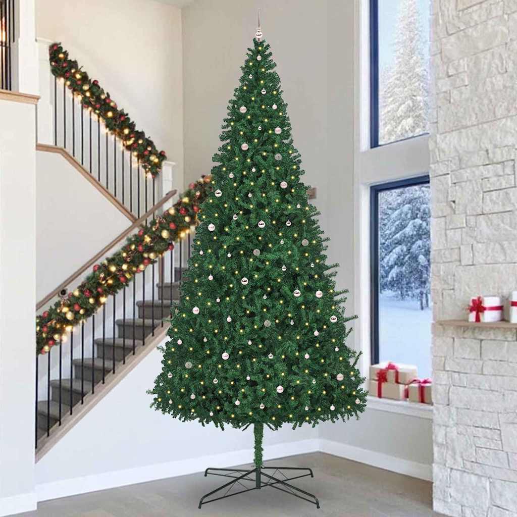 Julgran med dekorativa strängljus Grön 400 cm PVC