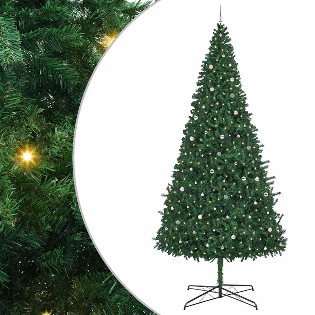 Julgran med dekorativa strängljus Grön 400 cm PVC