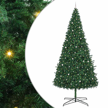 Julgran med dekorativa strängljus Grön 400 cm PVC