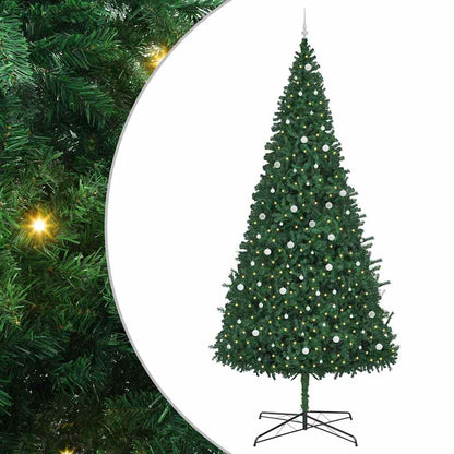 Julgran med dekorativa strängljus Grön 400 cm PVC