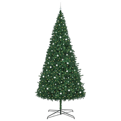 Julgran med dekorativa strängljus Grön 400 cm PVC