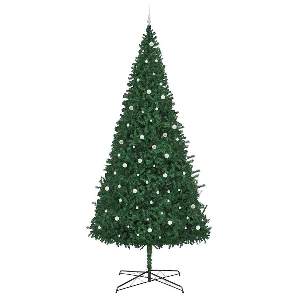 Julgran med dekorativa strängljus Grön 400 cm PVC