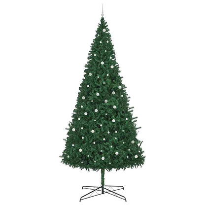 Julgran med dekorativa strängljus Grön 400 cm PVC