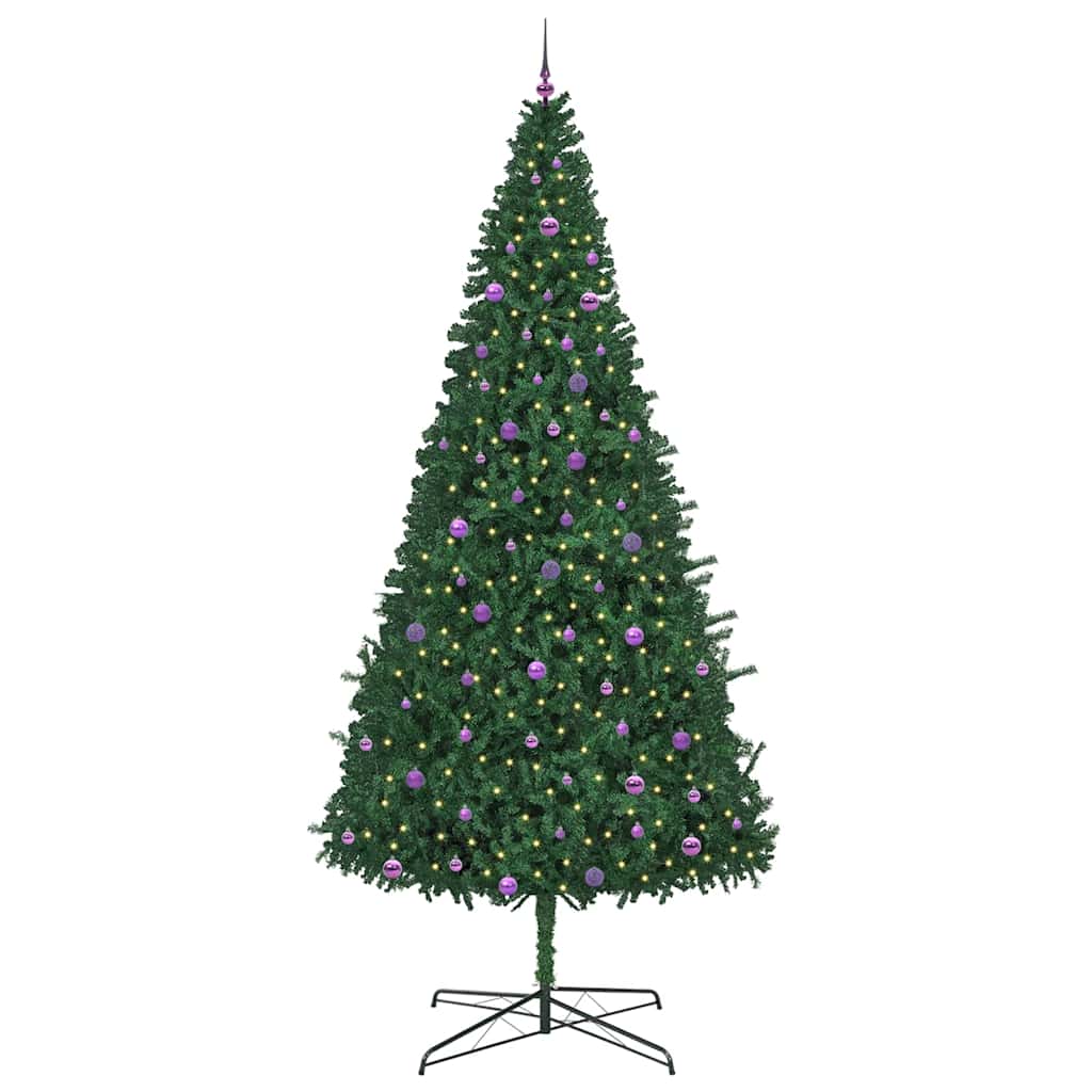Julgran med dekorativa strängljus Grön 400 cm PVC