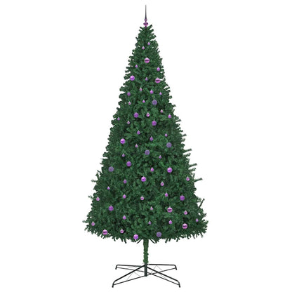 Julgran med dekorativa strängljus Grön 400 cm PVC