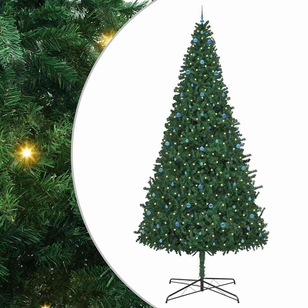 Julgran med dekorativa strängljus Grön 400 cm PVC