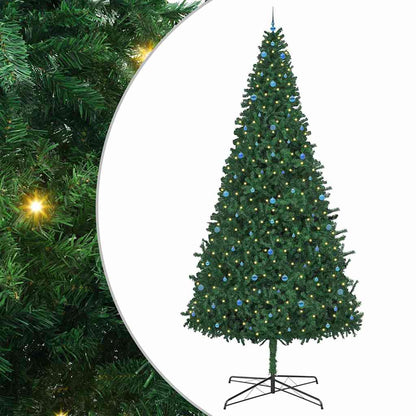 Julgran med dekorativa strängljus Grön 400 cm PVC