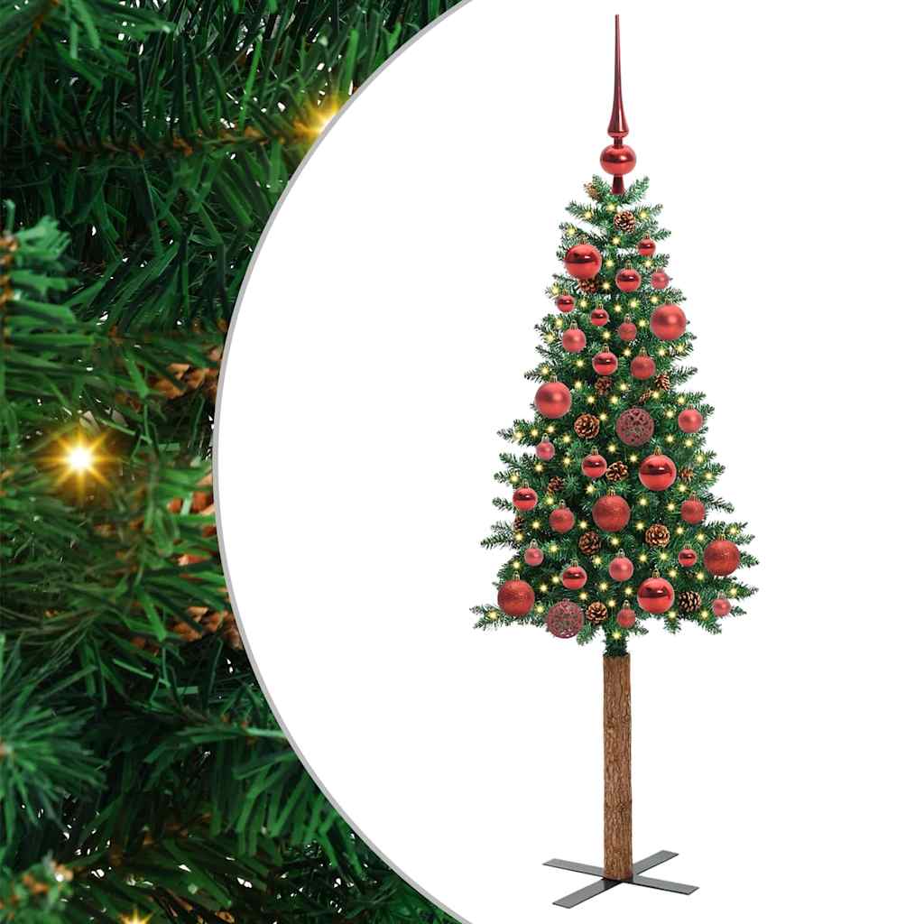 Smal julgran Grön 150 cm PVC och solid furu