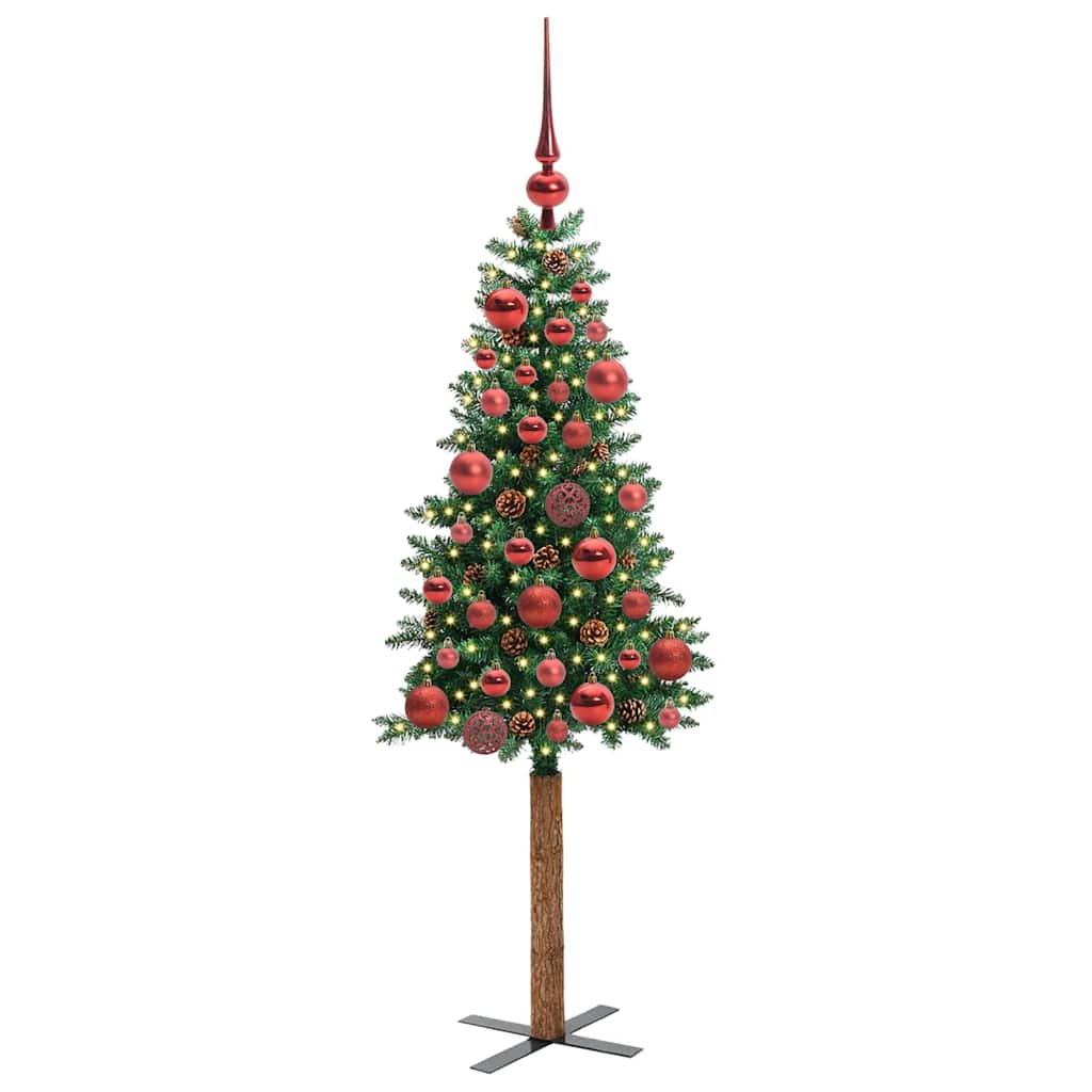 Smal julgran Grön 150 cm PVC och solid furu