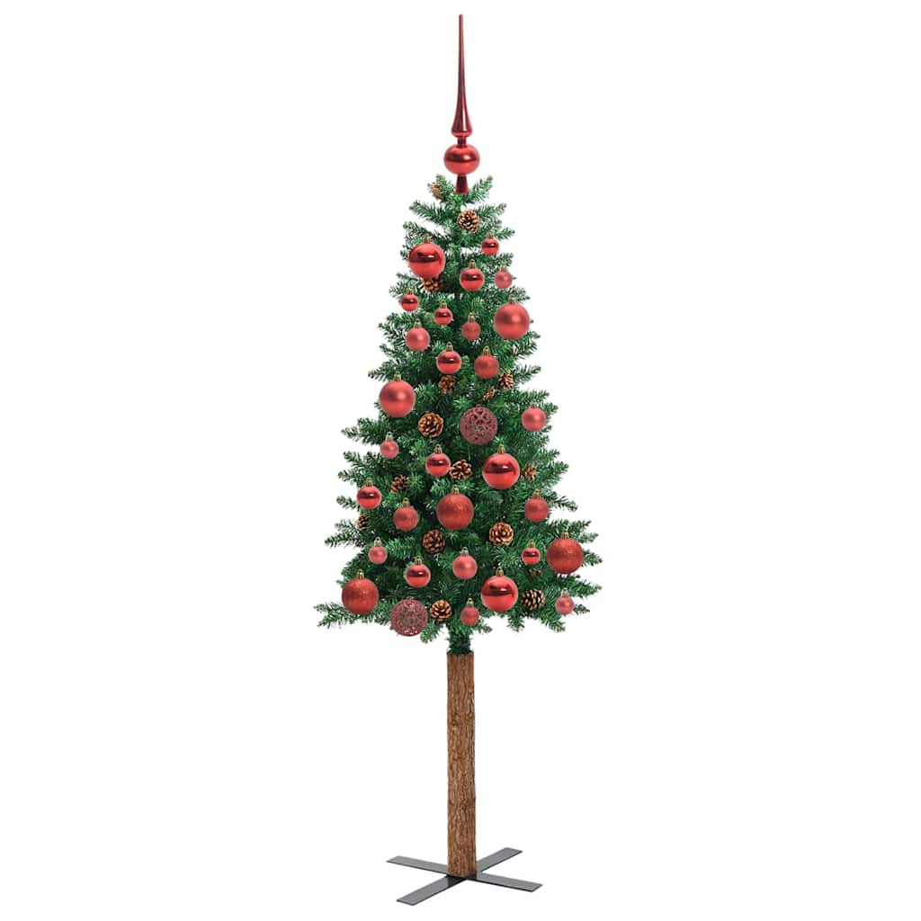 Smal julgran Grön 150 cm PVC och solid furu