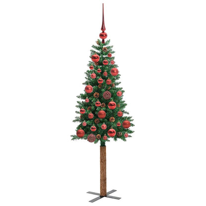 Smal julgran Grön 150 cm PVC och solid furu