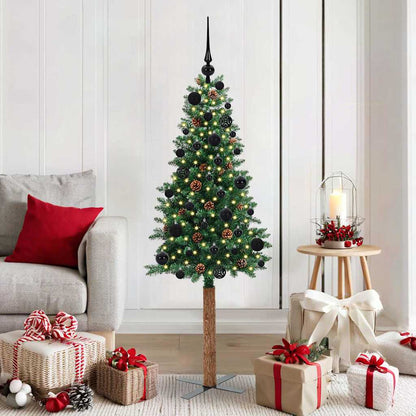 Smal julgran Grön 150 cm PVC och solid furu