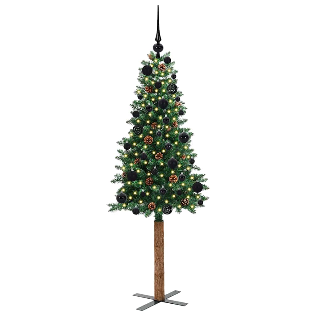Smal julgran Grön 150 cm PVC och solid furu