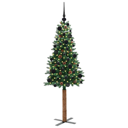 Smal julgran Grön 150 cm PVC och solid furu