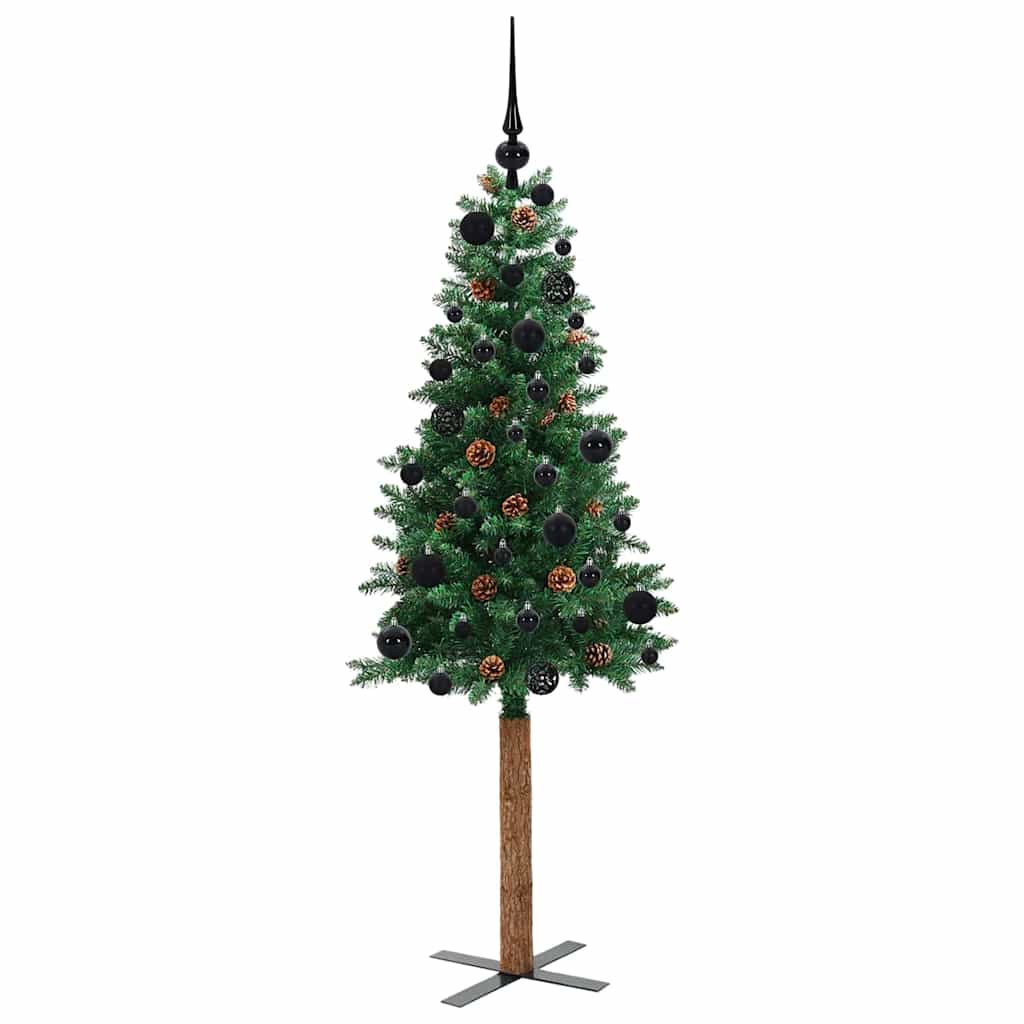 Smal julgran Grön 150 cm PVC och solid furu