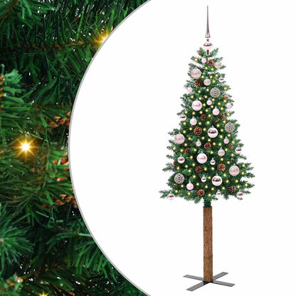 Smal julgran Grön 150 cm PVC och solid furu