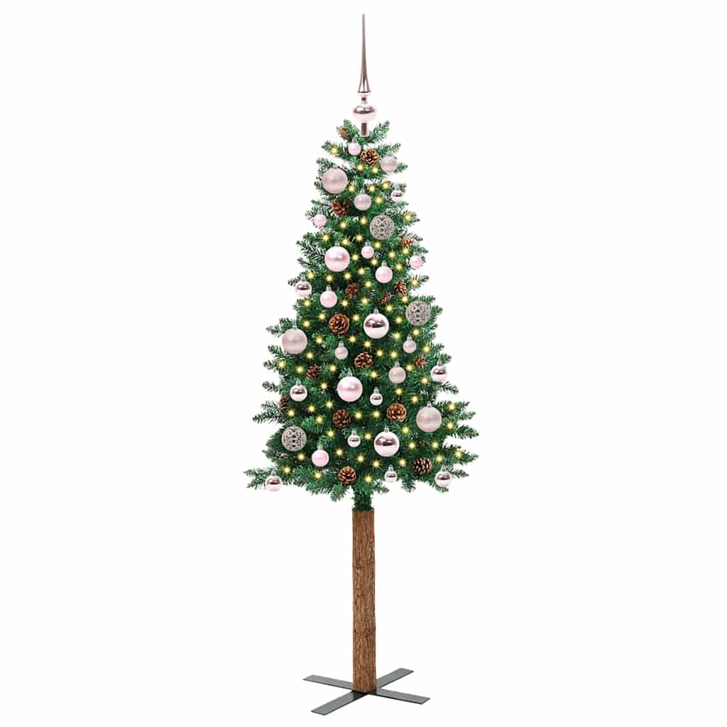 Smal julgran Grön 150 cm PVC och solid furu