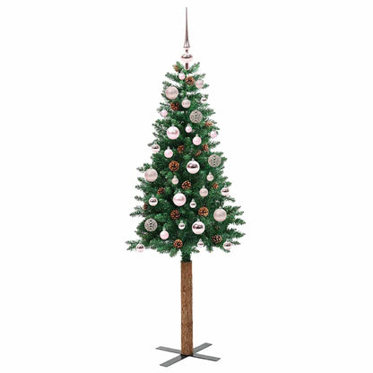 Smal julgran Grön 150 cm PVC och solid furu