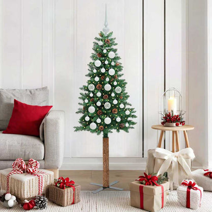 Smal julgran Grön 150 cm PVC och solid furu
